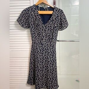 Ann Taylor Navy and Pink Midi Dress